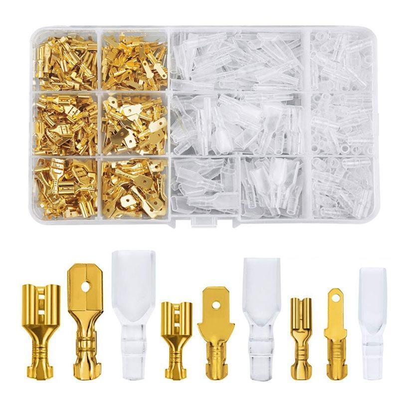 Female & Male Spade Terminals Assortment Kit Insulating Sleeve Universal Spring