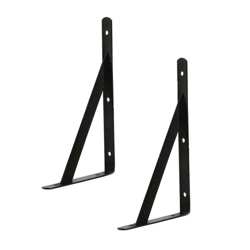 2pcs L-shaped Wall Bracket Support  Holder Stand 200x120x2mm Black