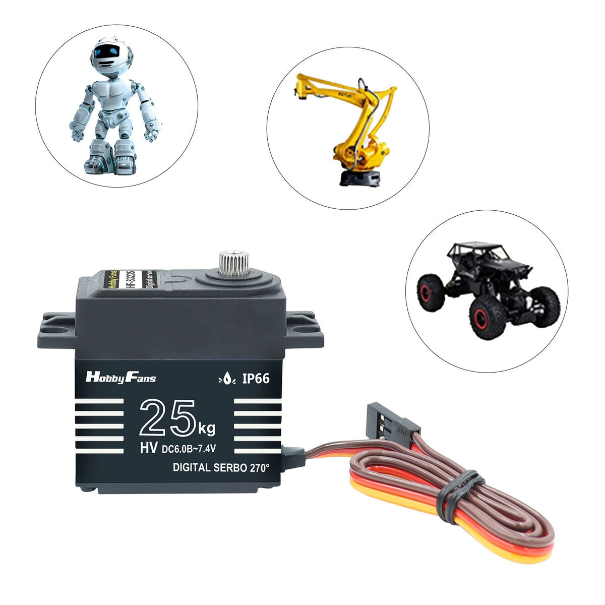 25kg Metal Gear Waterproof Digital Servo Kit for RC Crawler Car Robot Black
