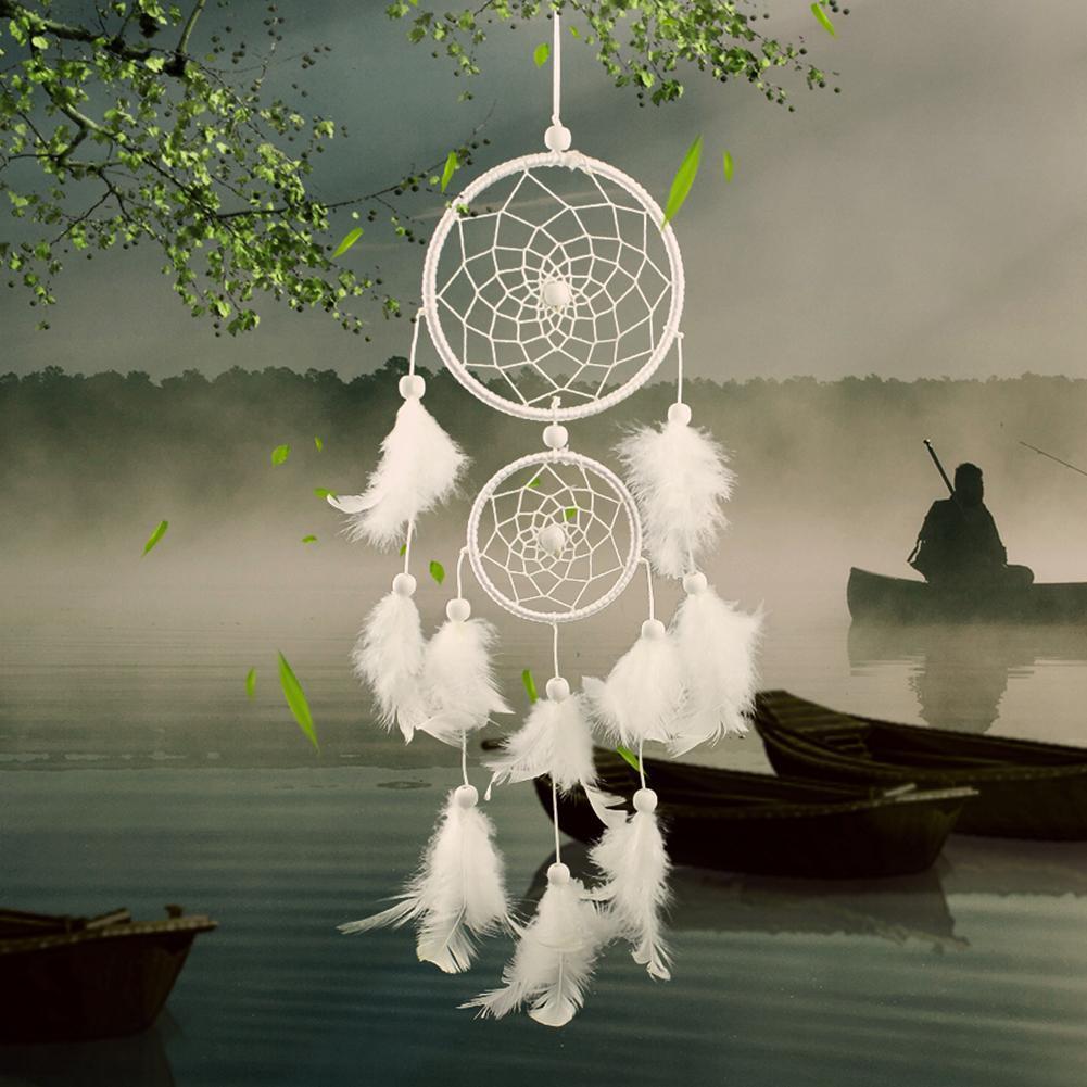 Handmade Dream Catcher Feather Wall Car Hanging Decoration Ornament White