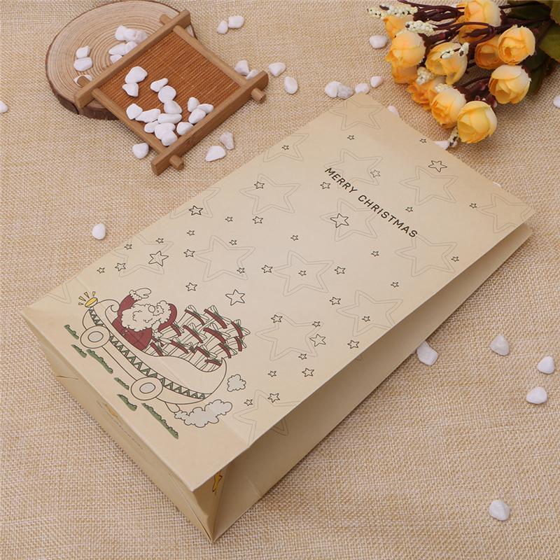 8 Pcs Kraft Paper Christmas Gift Cookie Biscuits Snack Bag Party Bowknot Wedding
