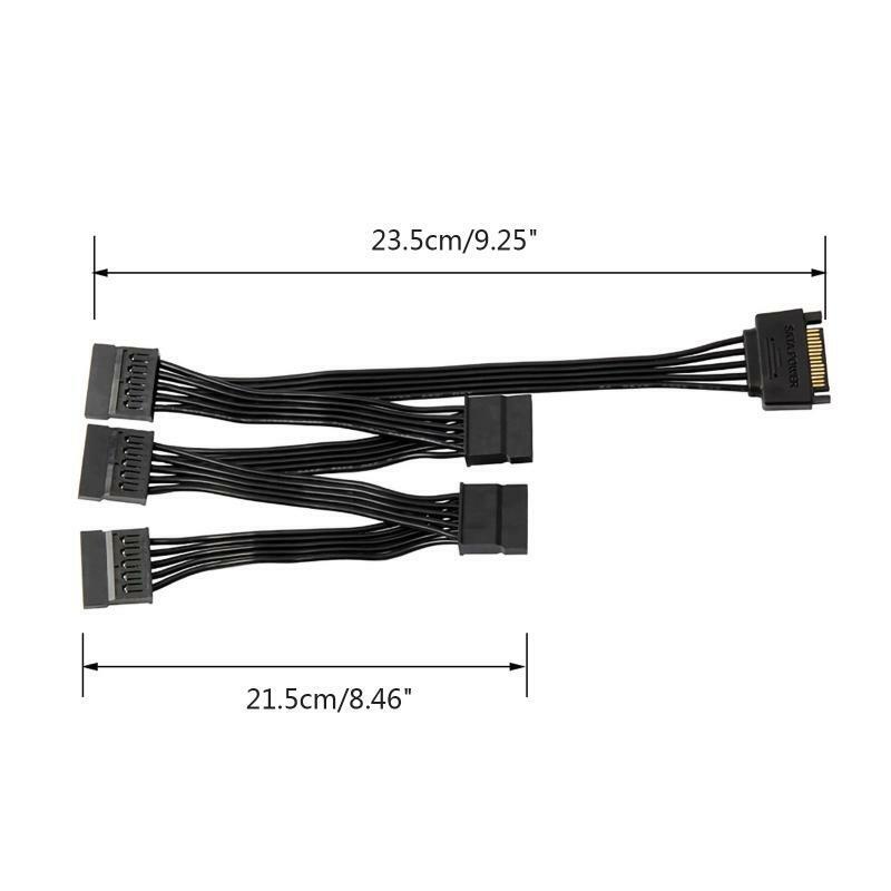 15 Pin Sata Power Splitter Adapter Cable 1 Male Sata to 5 Female Hard Disk Cord