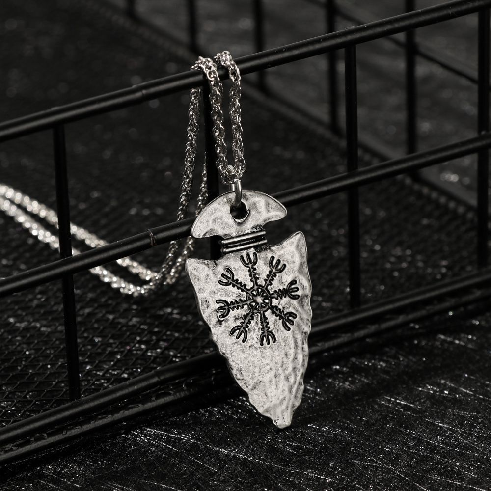 Stainless Steel Aegishjalmur Chain Nordic Viking Rune Necklace Helm of Awe