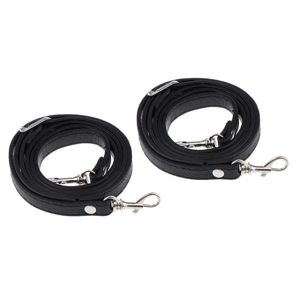2x Handbag Leather Shoulder Strap Belt Replacement Black Crossbody Accessory