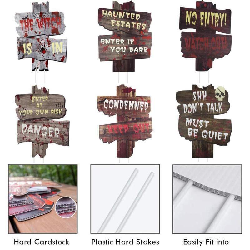 Halloween Yard Signs Set of 6 Spooky Night Home Courtyard Pathway Decoration