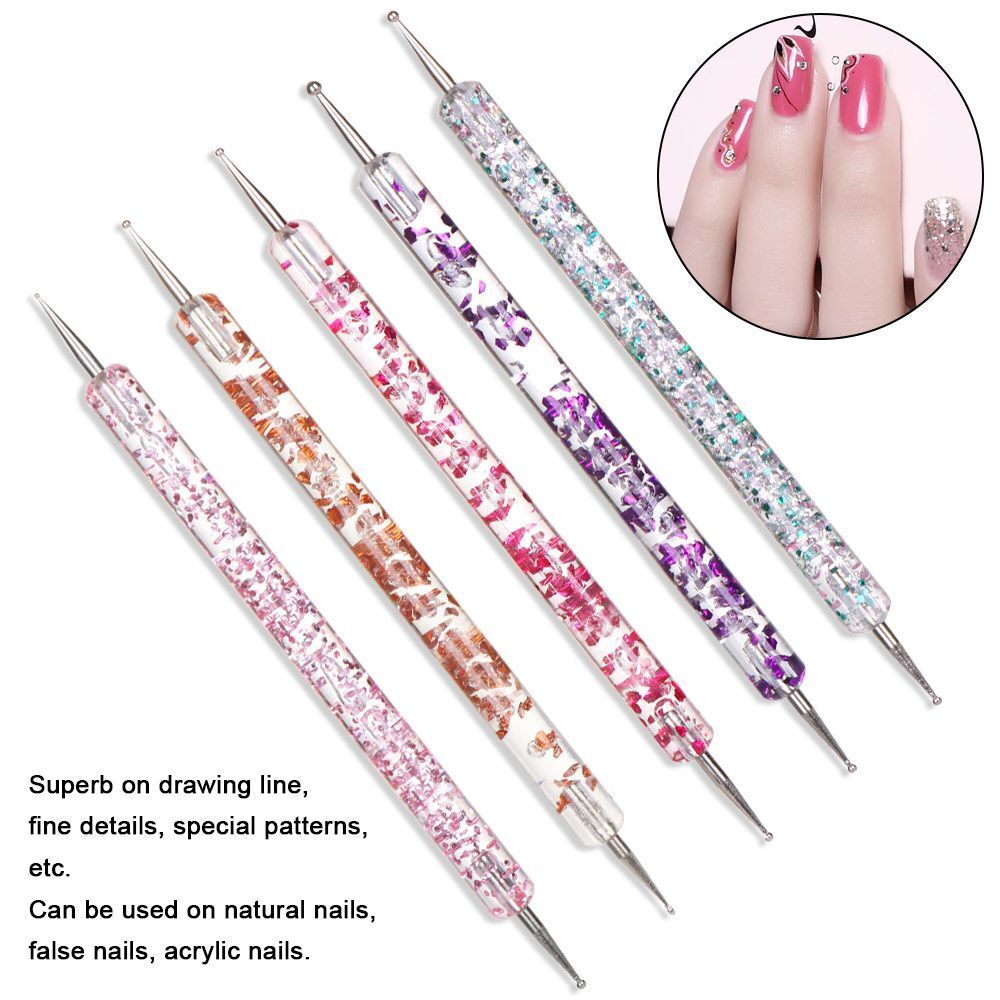 5Pcs Beauty Professional 2 Way DIY Nail Art Dotting Pen Painting Manicure Tools
