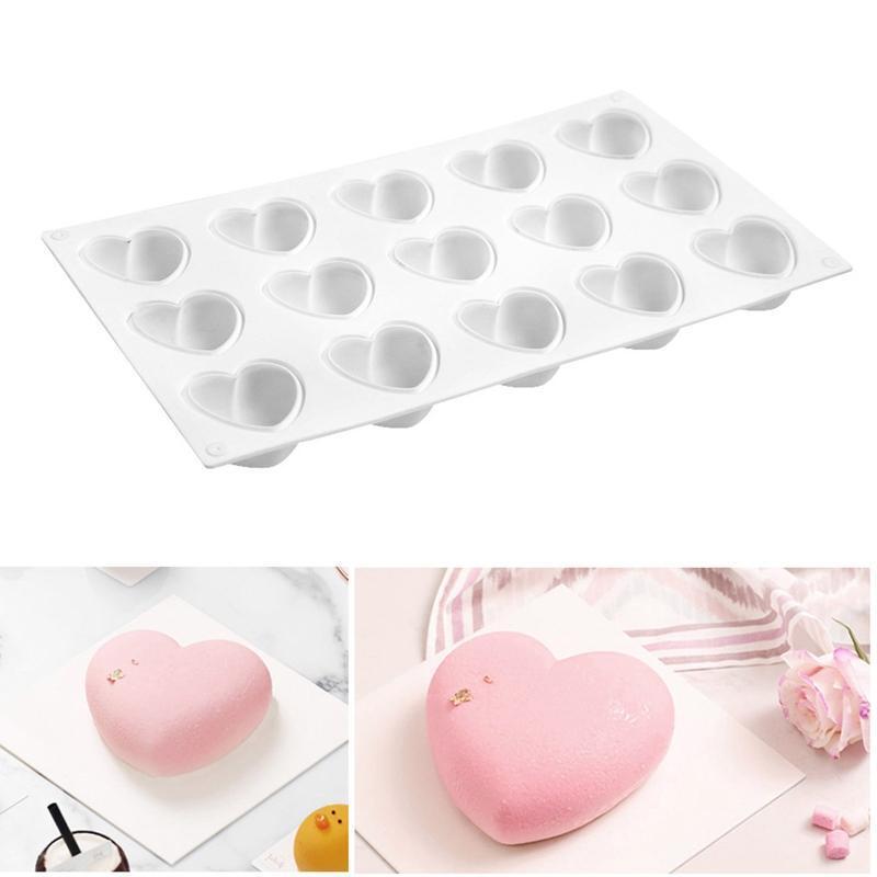 15-Cavity Christmas Cute Heart Shape Mold Silicone Craft Clay Jelly Decorating