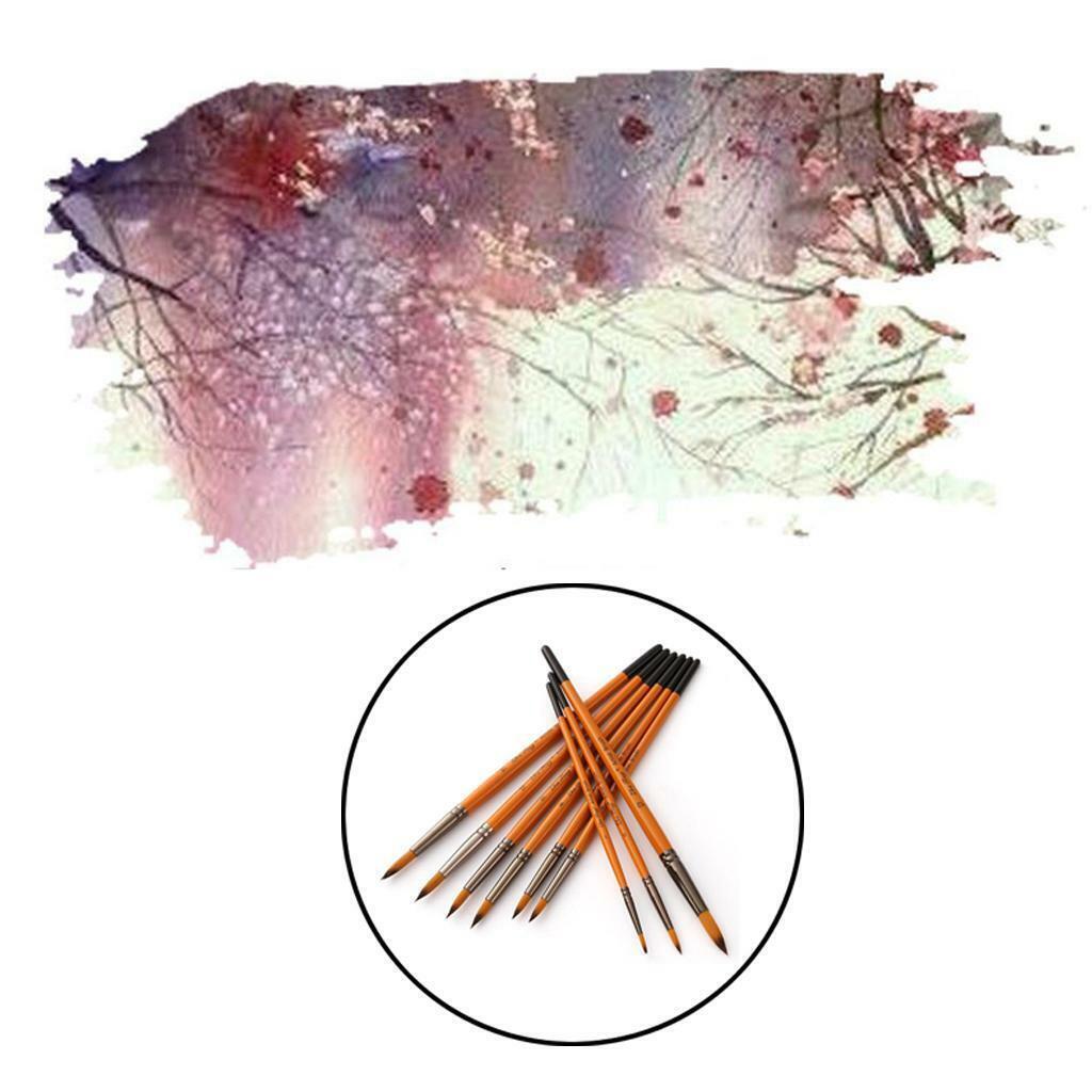12Pcs Painting Brushes Set  Watercolour Oil Paint Round Pointed Tip