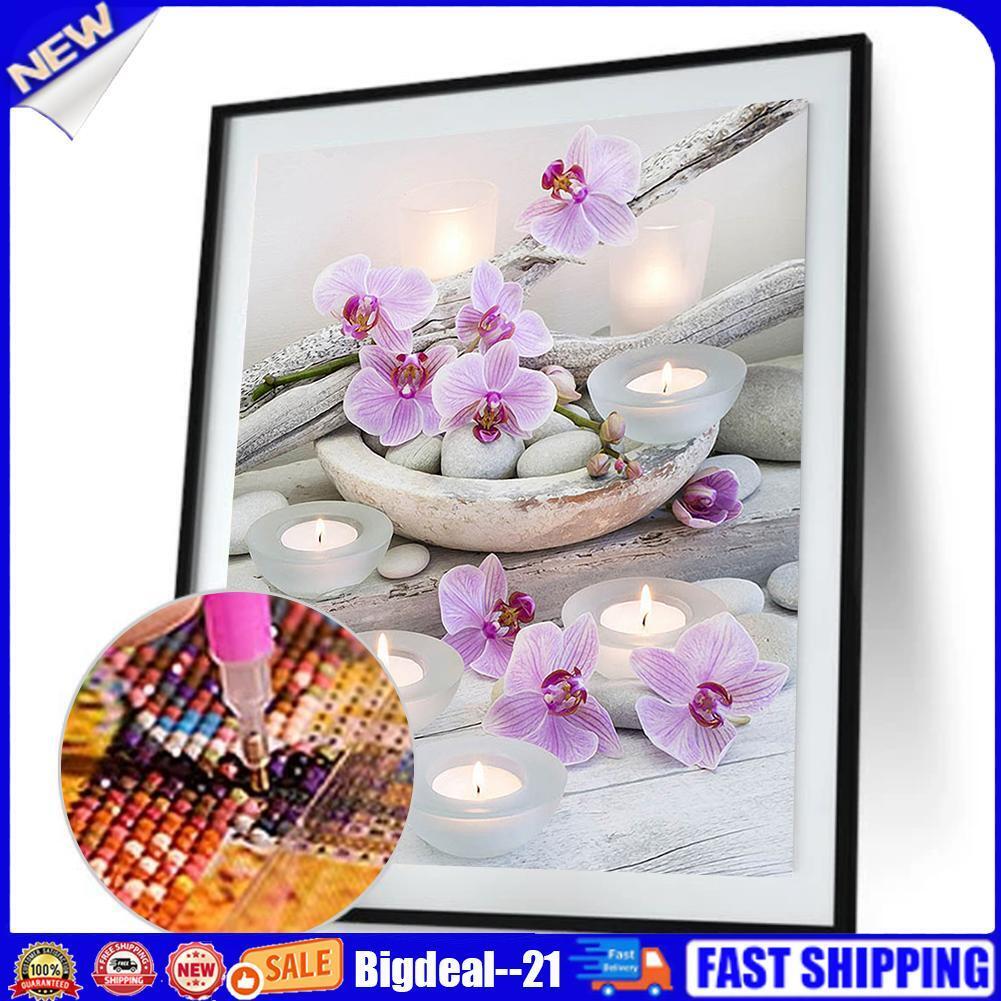 Flower Candle 5D Diamond DIY Painting Kit Cross Stitch Home Decor Craft