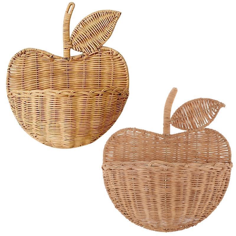 Hanging Clothing Home Decor Cute Hand Woven Fruit Shape Rattan Basket Organizer
