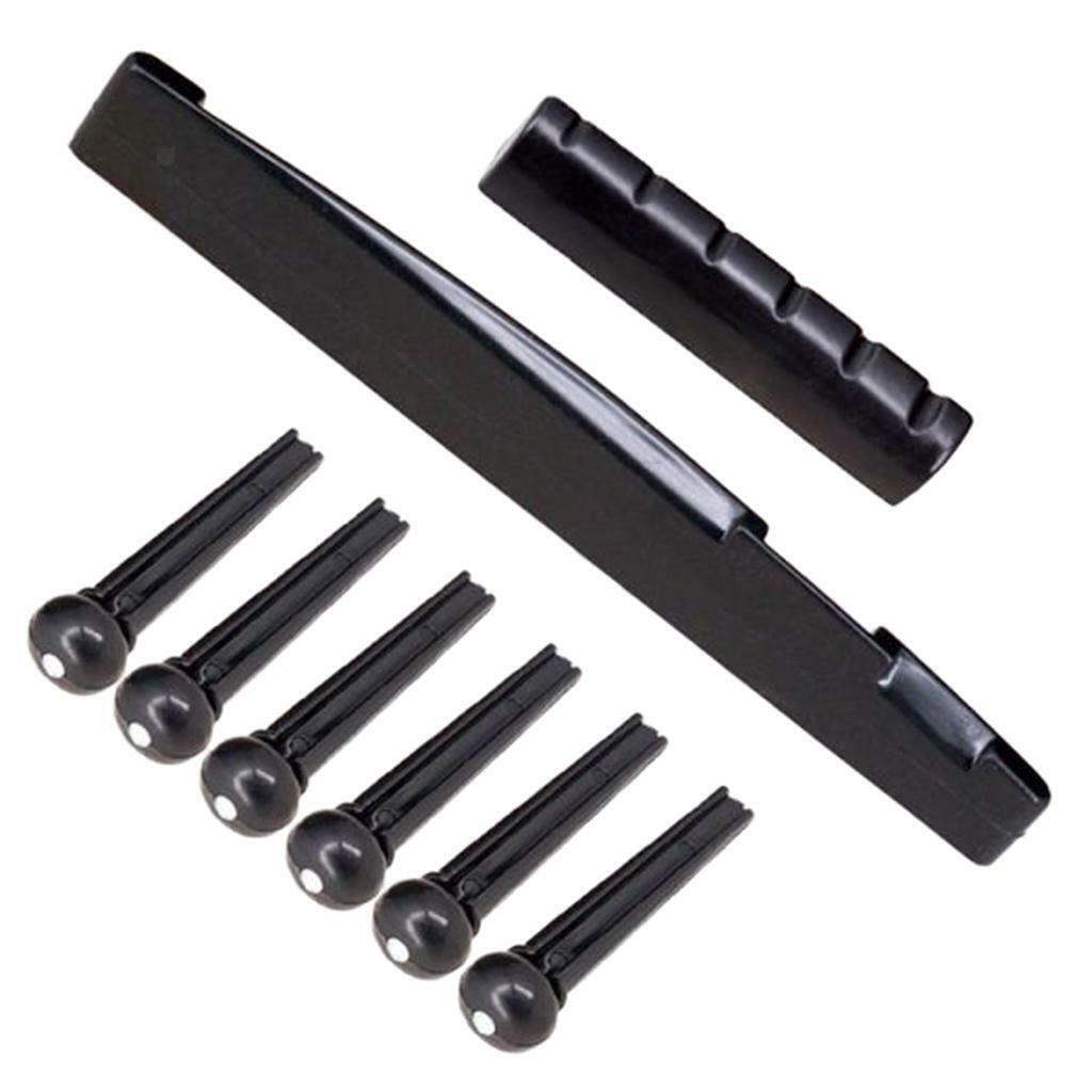 8x Black Guitar Strings Nut Bridge  Set  for Luthier