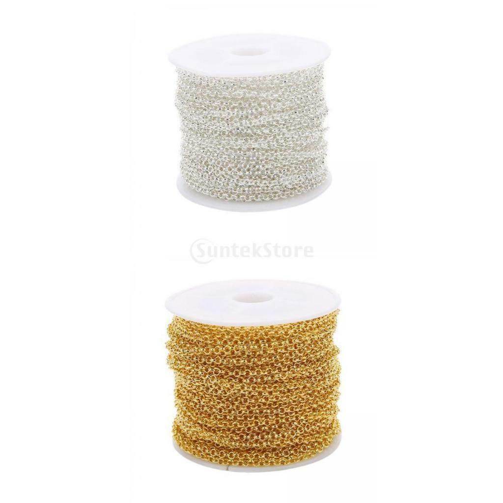2x 10m/ Round Links Chain Necklace Bracelet Pendant Jewelry Making