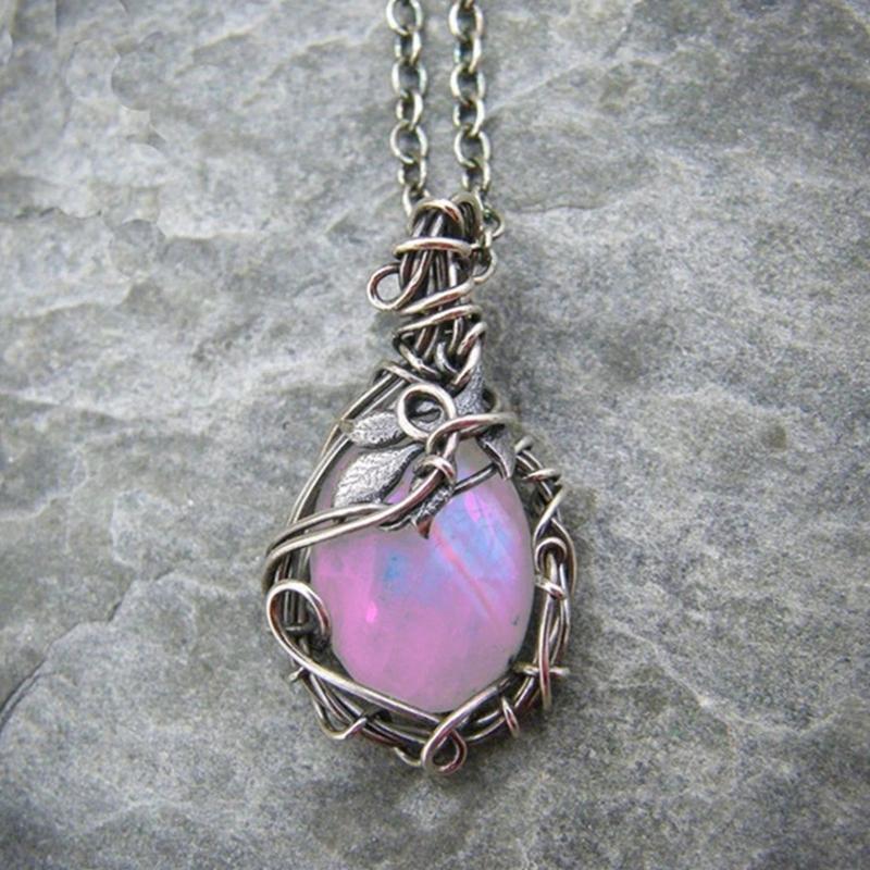 Nice Moonstone Necklace Teardrop Pendant Chain Necklace Party Favors Decoration