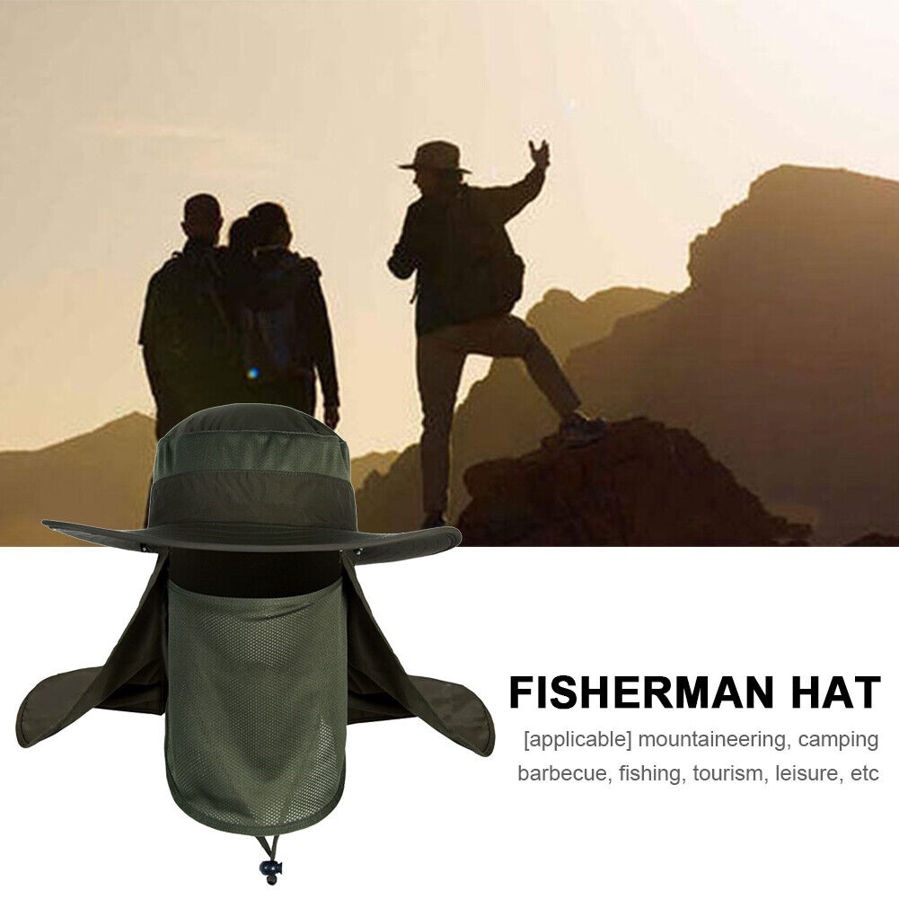UV Protection Fisherman Hat Sun Visor Cap for Fishing Camping (Army Green)