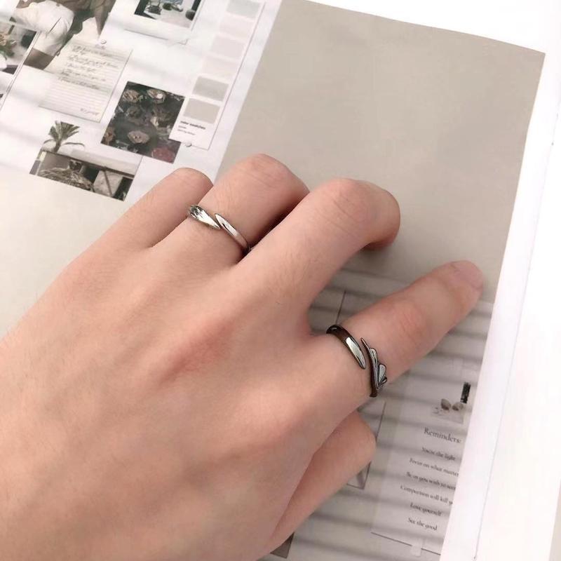 2Pcs/Set Hip Hop Angel And Devil Couple Ring Men Women Agjustable Open Ring
