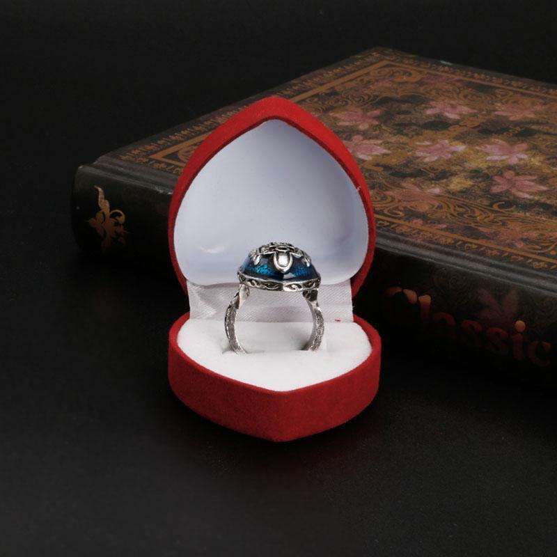 1Pc Velvet Heart Shape Jewelry Display Box Stud Rings Earring Storage Case Box