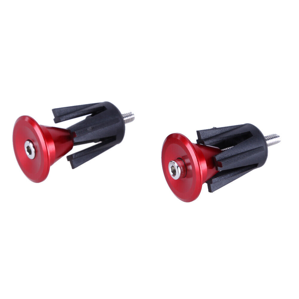 One Pair Bike Bicycle Aluminum Handlebar Grips Handle Bar Cap red