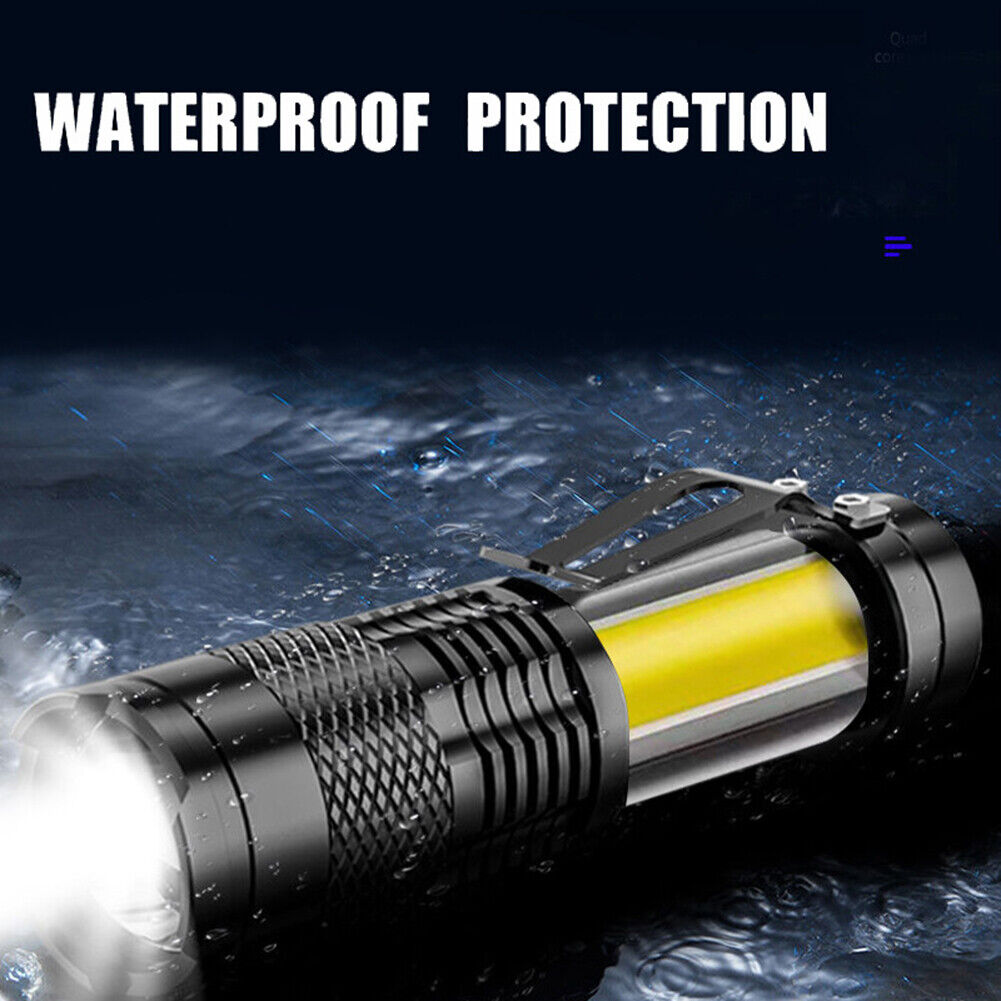 Mini Rechargeable LED Flashlight XPE+COB Waterproof Zoomable Work Light