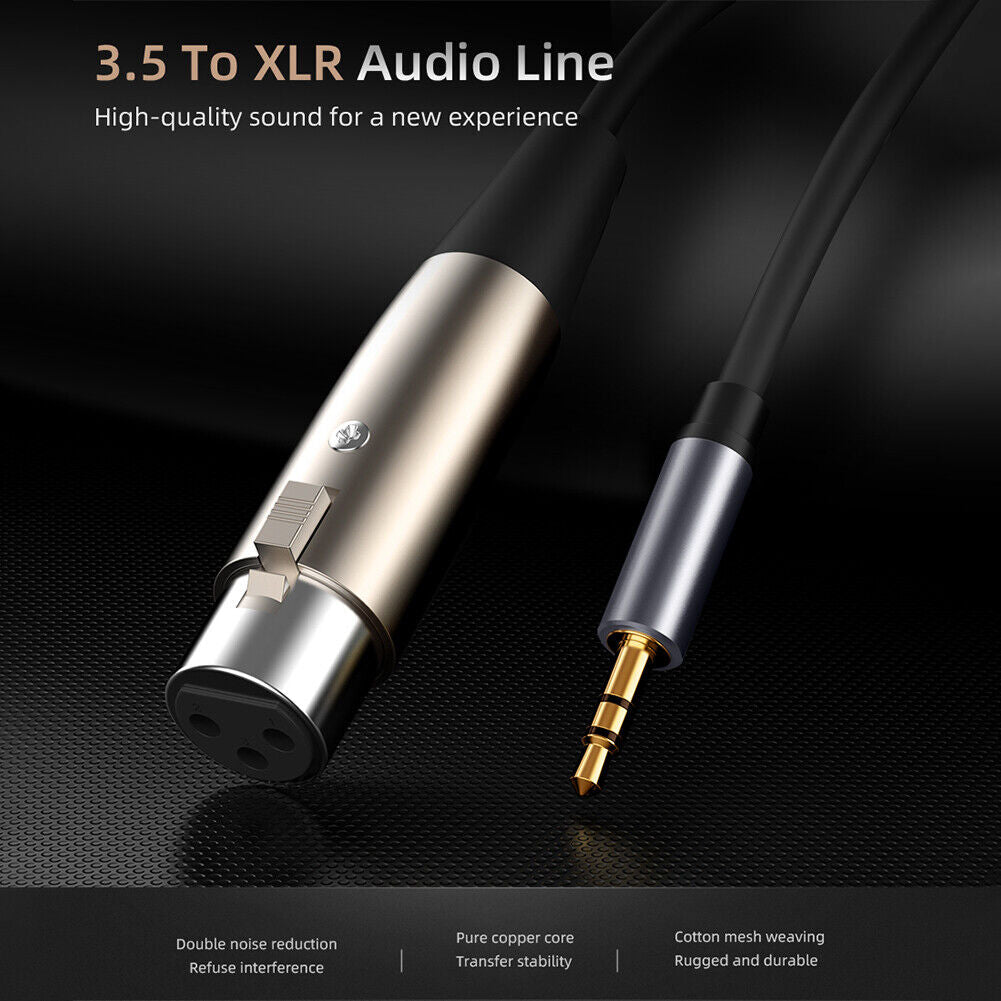3.5mm Jack XLR 1.5m Male to Female Audio Extension Cable Headphone Splitter
