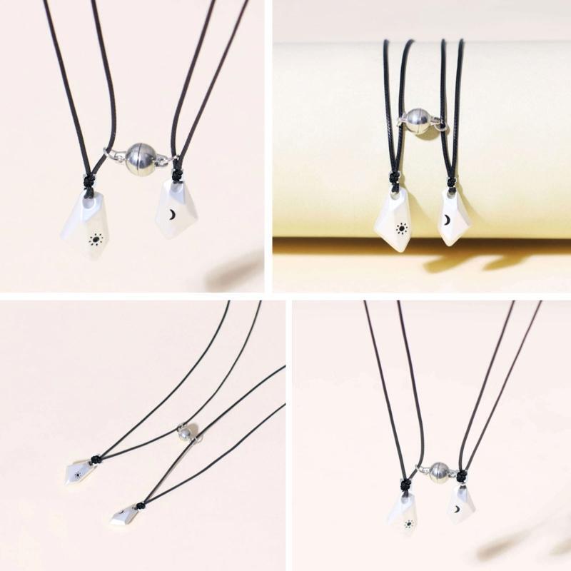 Wishing Stone Couple Necklace Men Women Simple Fashion Iron-absorbing Stone Gift