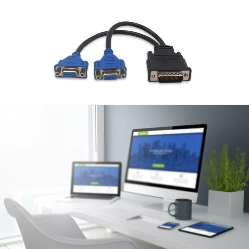 DMS-59 Pin to 2 VGA Splitter Adapter Cable Reduce the Loss of Data Transmission