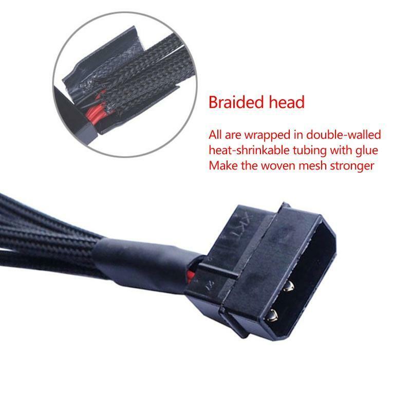 12V Molex To 4-Port 3Pin/4Pin Cooler Fan Splitter Adapter Converter Power Supply