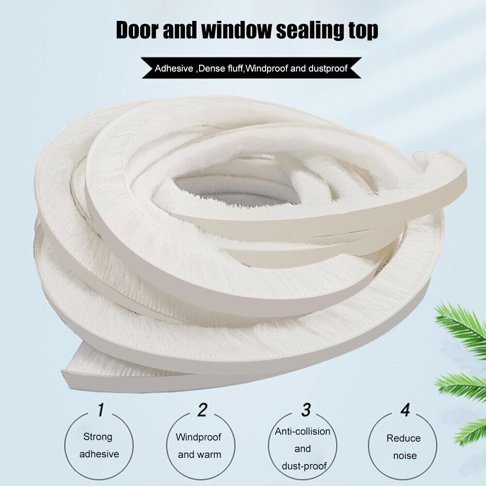 Self Adhesive Door Window Seal Brush Strip Sound Insulation Strip (White)