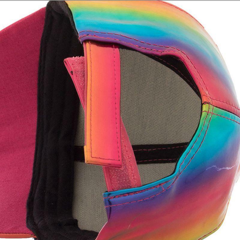 Women Men Futuristic Rainbow Iridescent Reflective Baseball Cap Colorful 80s Hip