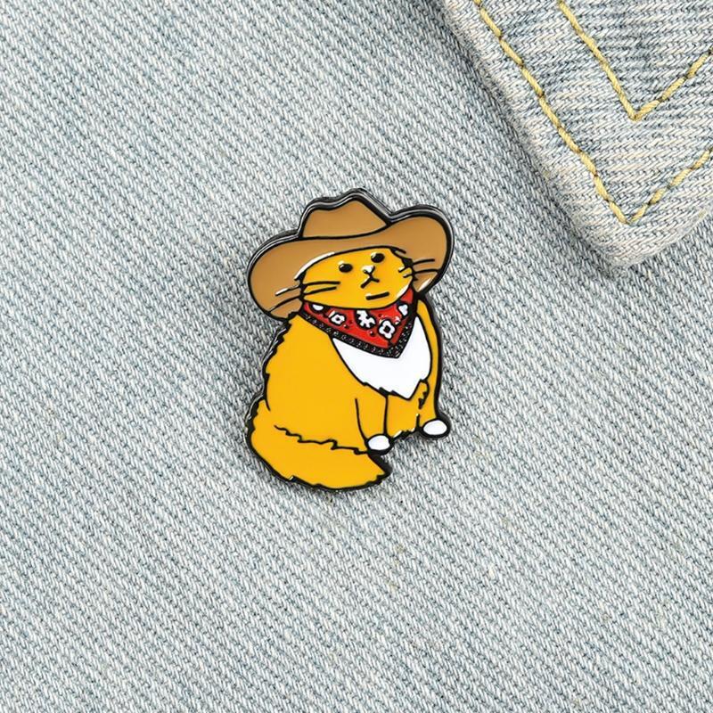 Western Cowboy Cat Style Brooch Animation Peripheral Brooch Pin for Children