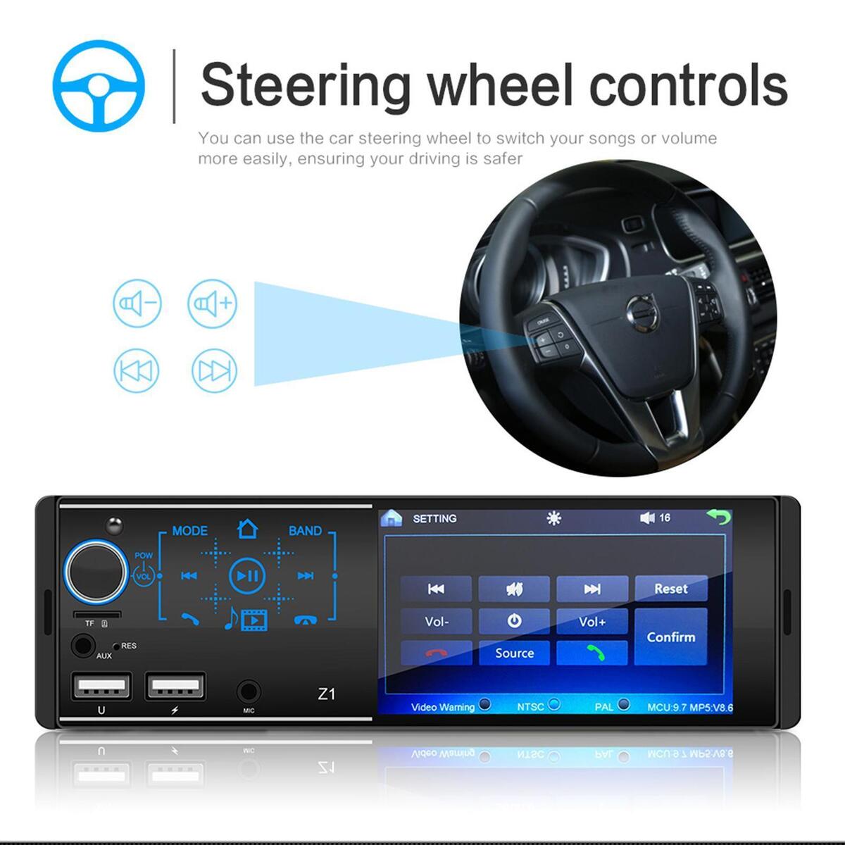 Car Multimedia Player, 1080P Full HD 4.1 inch Touch Screen Car Stereo Audio MP5