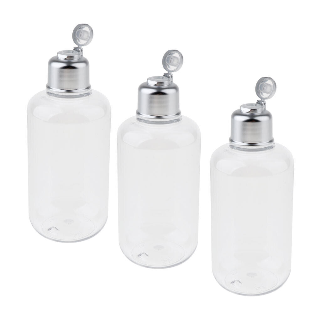3Pcs Clear Plastic Refillable Bottles Electroplated    Container 300ml