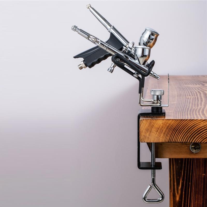 Two-brush Clamp-on Airbrush Holder Stainless Steel Airbrush Stand for Artists