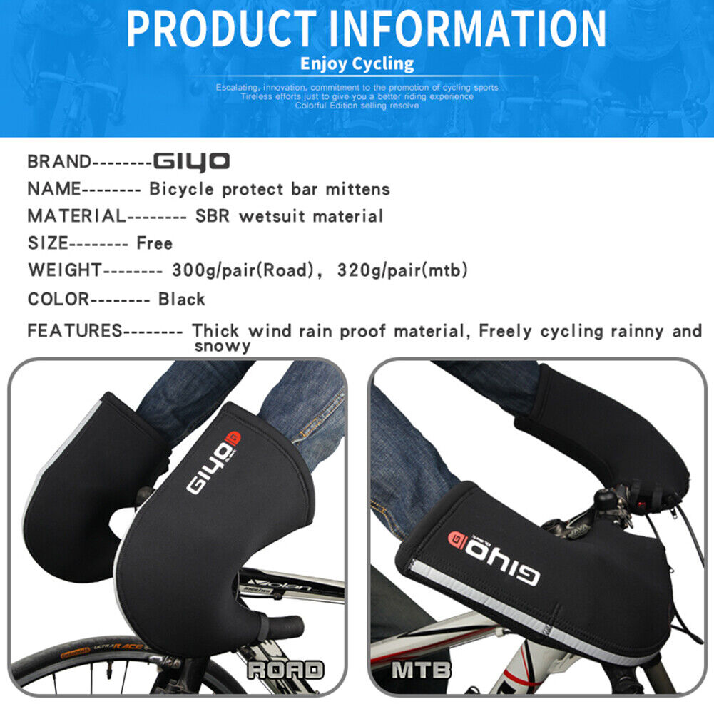Winter Thermal Bicycle Bar Mitts Bike Handlebar Gloves Warmer (For MTB)