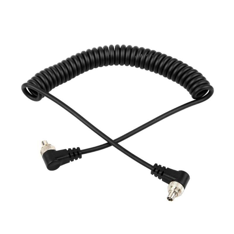 M-M PC Sync Cord Male To Male Flash Spring Cable With Screw Lock For CANON NIKON