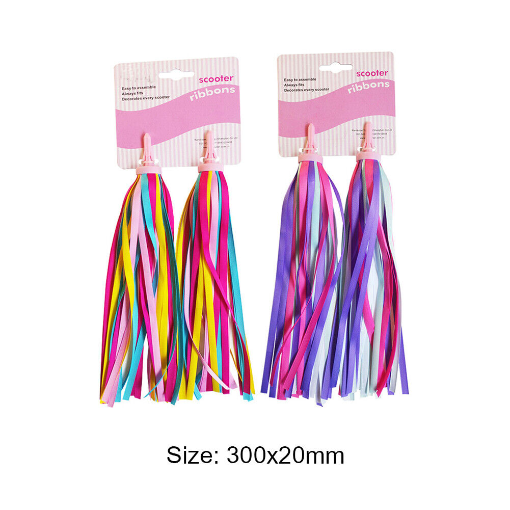 2x Bicycle Handlebar Tassel Streamers Kid Scooter Bike Ribbon (Yellow Pink)