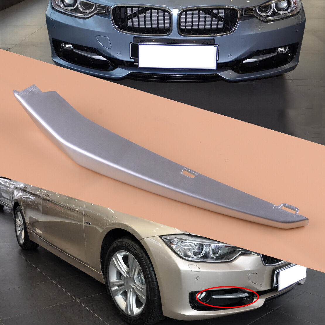 Chrome Right Bumper Fog Light Cover Trim Fit for BMW 3 Series F30 F31 12-15Its