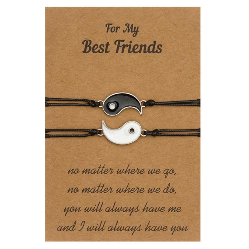 Best Friends Bracelet Ethnic Style Yin and Yang Gossip Adjustable Card Bracelet