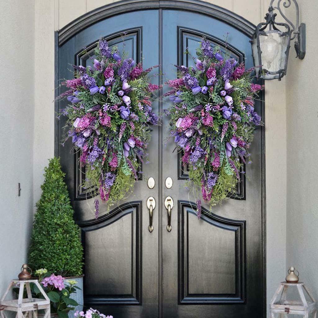 2PCS  Garland Flower Teardrop Wreath Front  Decoration