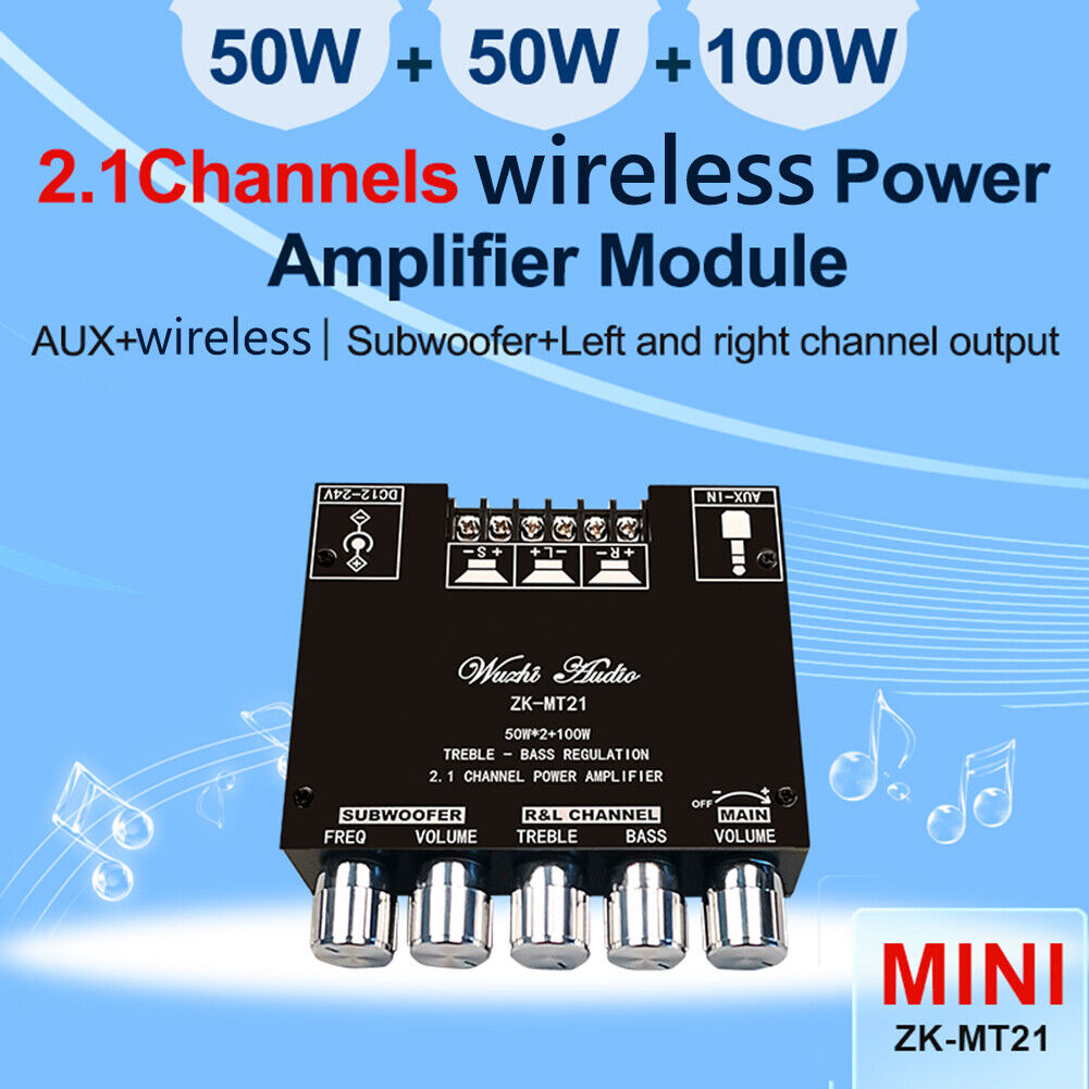 ZK-MT21 2x50W+100W Stereo BT5.0 2.1 Channel Digital Power Amplifier Board
