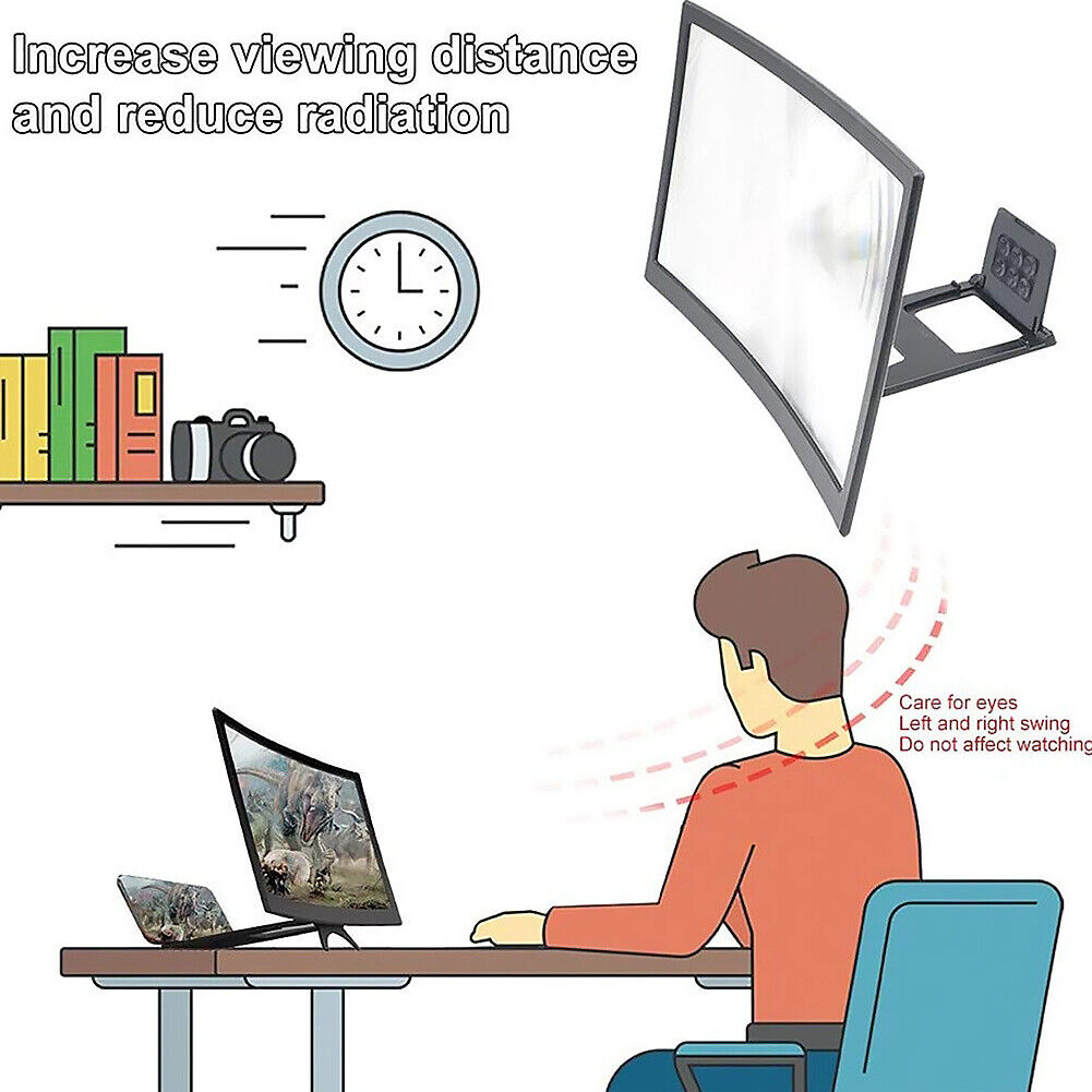 12 inch Curved Screen Mobile Phone Amplifier HD Screen Magnifier Expander
