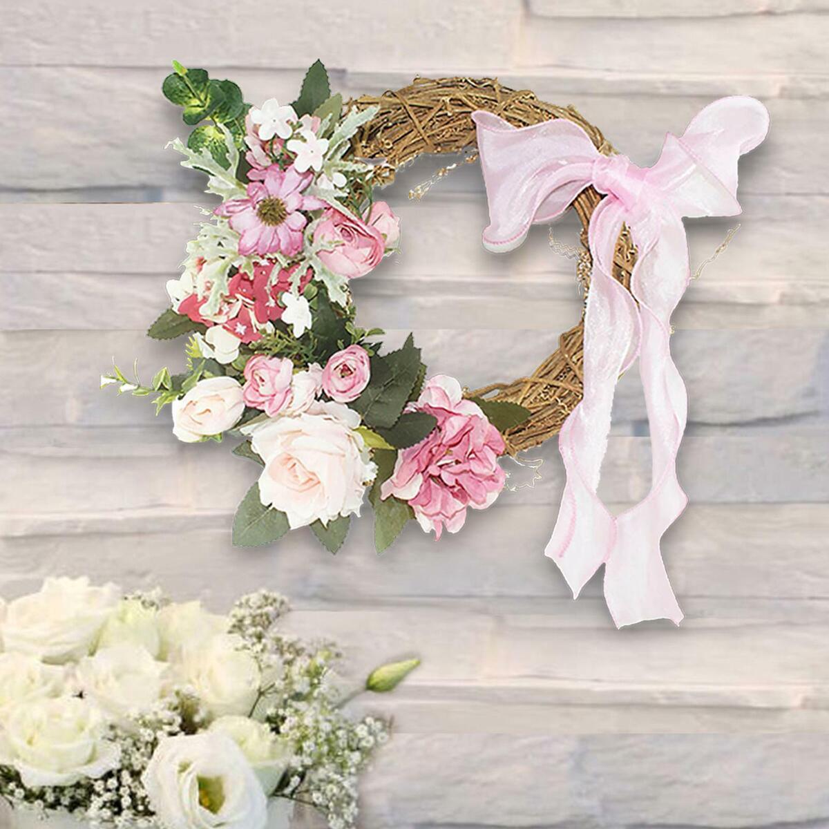 11" Flowers Wreath for Front  Farmhouse  Leaves window and wall Haning