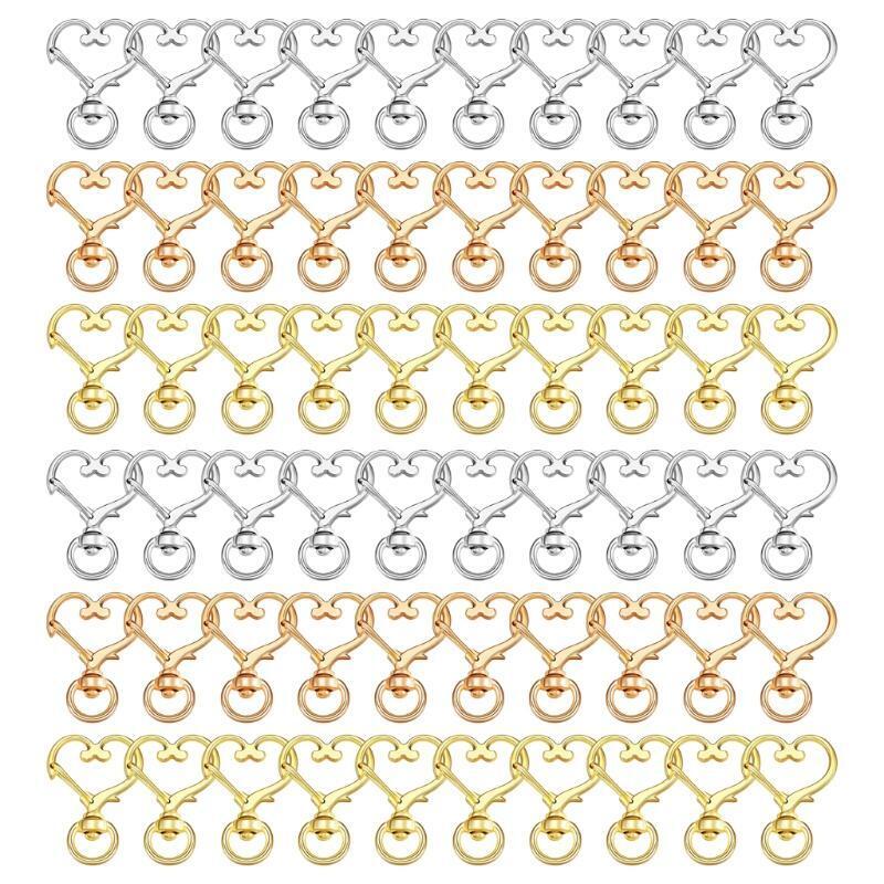 DIY 60x Lobster Heart Shape Claw Clasps Key Ring Chain Metal Lanyard Gift Family