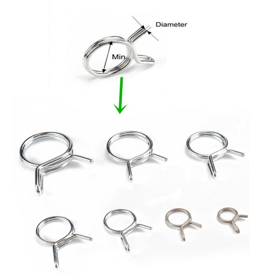 70Pcs For Car Motorcycle RV ?5-?18 Double Wire Fuel Line Hose Tube Spring Clamp