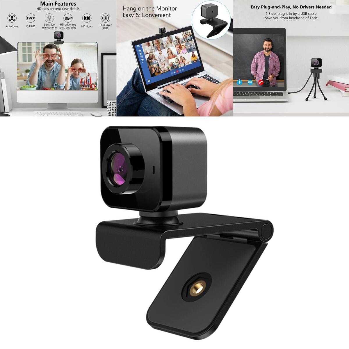 Portable 1080P Full HD USB Webcam Cameras for Conference Live Streaming Home
