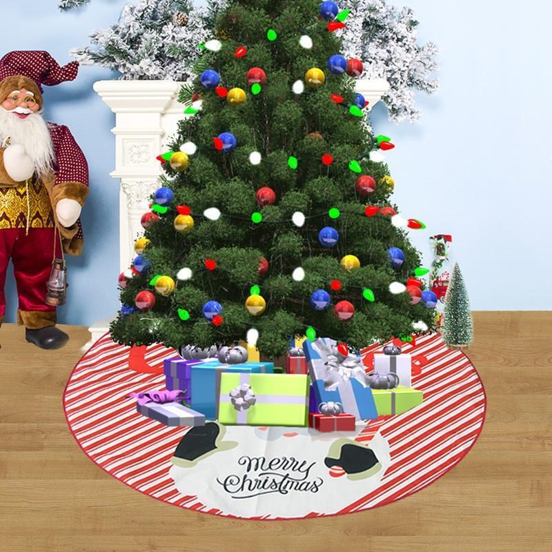 Christmas Tree Skirt Santa Print Pattern Xmas Tree Skirt Cover for Holiday Party