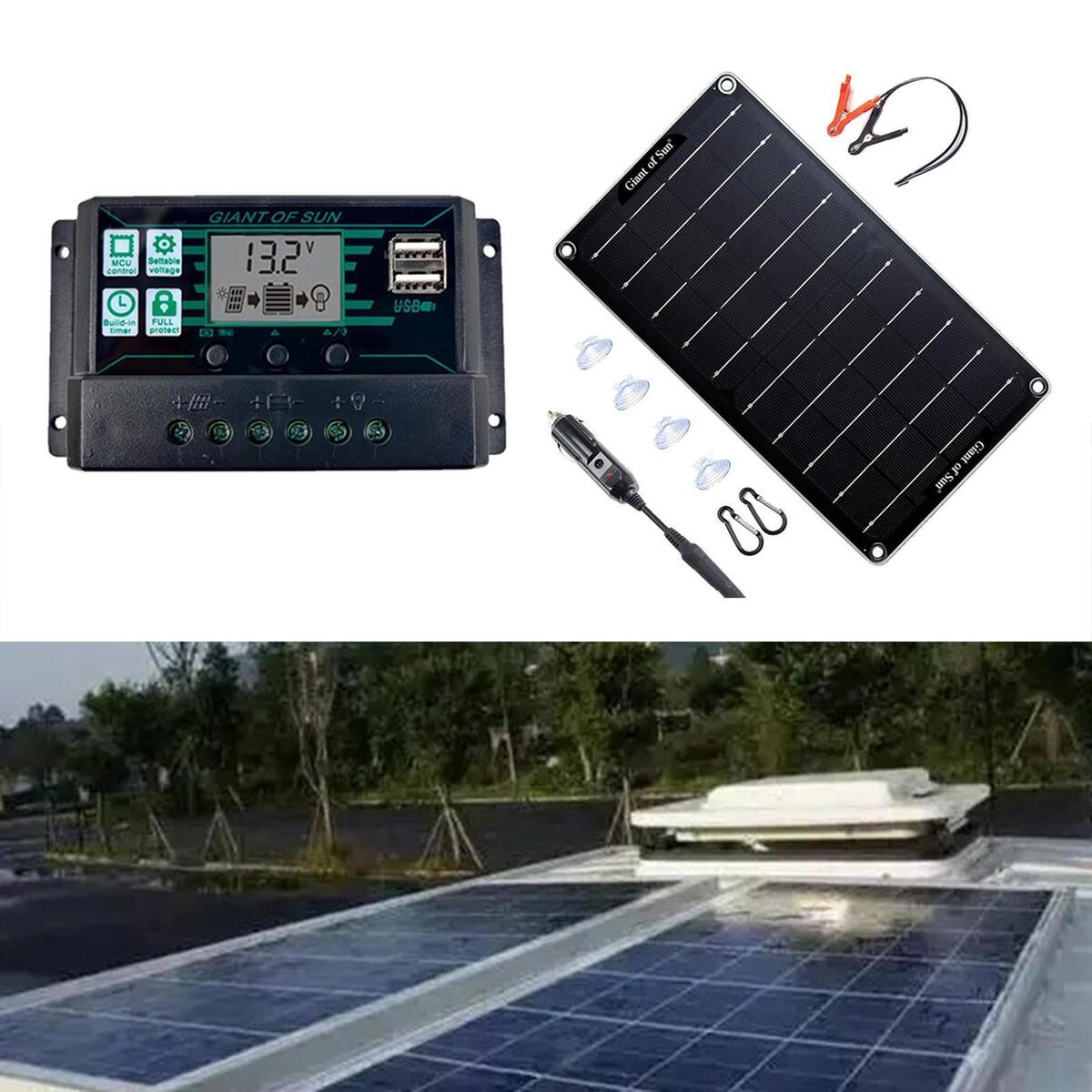 10W Solar Panel Kit Monocrystalline Battery Charger for Boat RV Trip Picnic