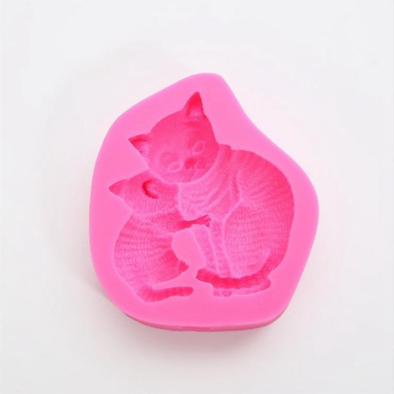 Cartoon Cat Cake Decoration Mould Baking DIY Chocolates Silicone Material Moulds