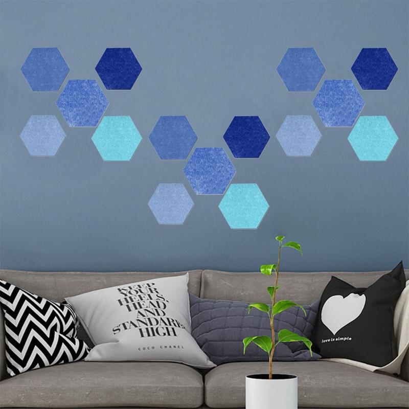 Hexagon Felt Pin Board Self Adhesive Bulletin Memo Photo Cork Boards Colorful Fo