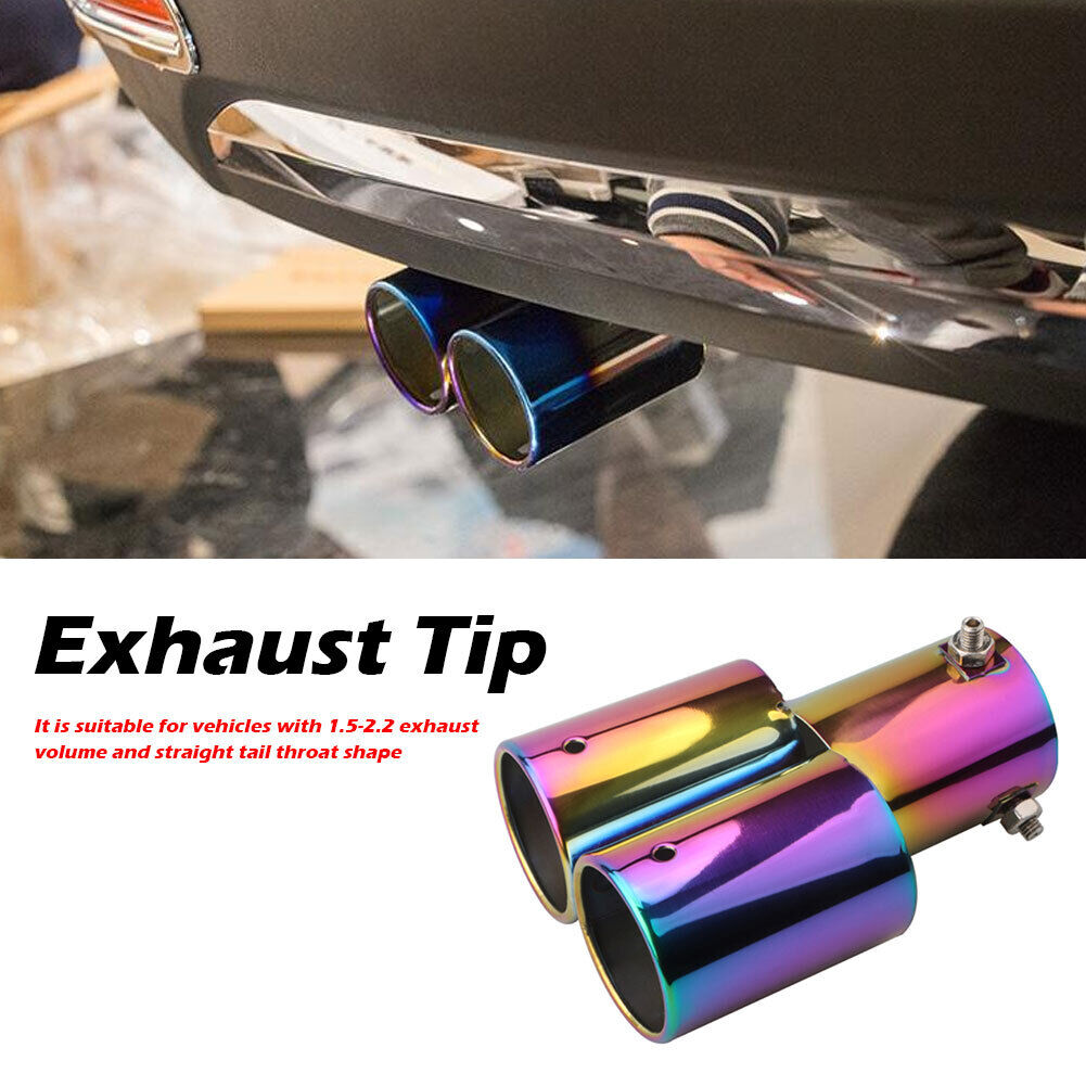 Car Styling Straight Cut Stainless Steel Dual Muffler Exhaust Tail Pipe Tip