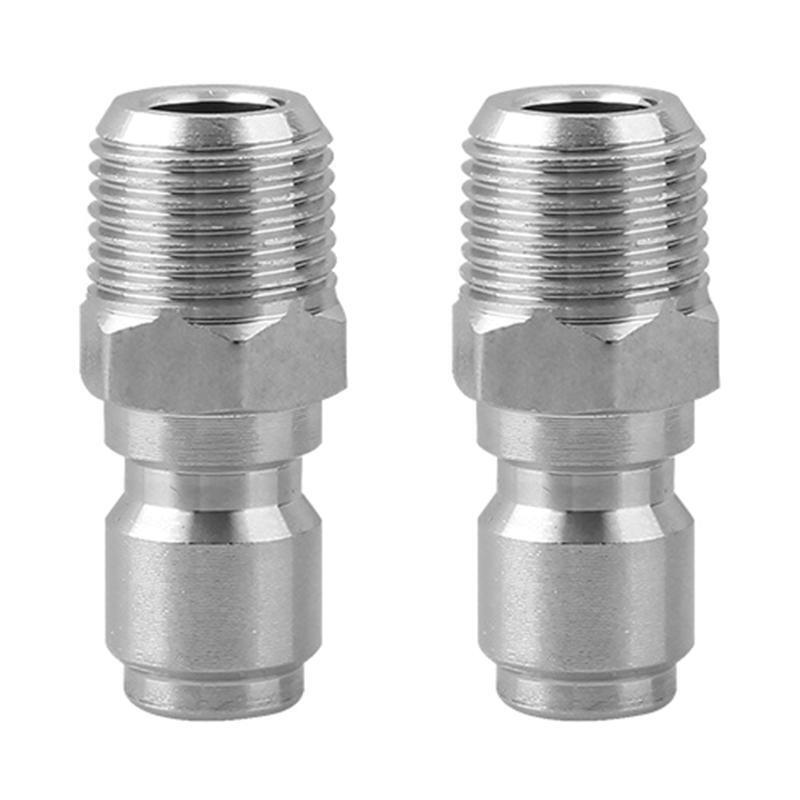 2Pieces NPT 3/8 Inch Stainless Steel Male Quick Connector Kit Pressure Washer